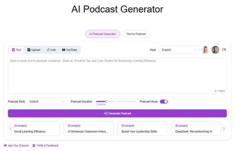 AIVocal AI Podcast Generator：免費線上文字轉播客工具，輕鬆創建專業級音訊節目