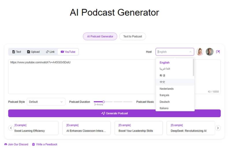 AIVocal AI Podcast Generator：免費線上文字轉播客工具，輕鬆創建專業級音訊節目
