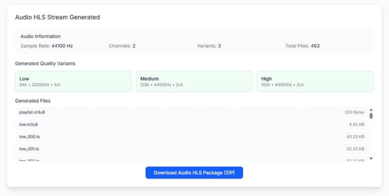 HLS Audio Generator：免費線上音訊串流轉換工具，輕鬆製作自適應音質播放