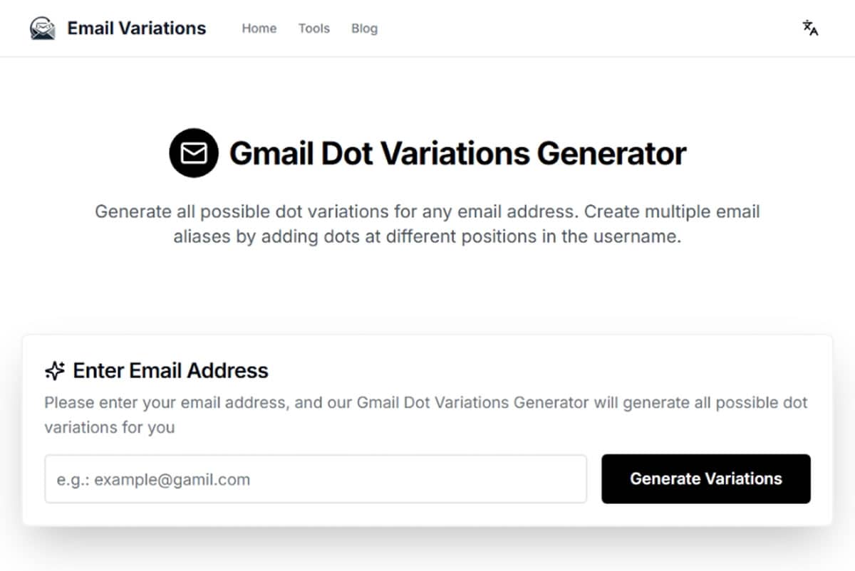 Email Variations 免費 Gmail 信箱點號別名產生器，輕鬆創造無限個信箱別名
