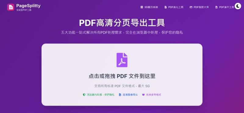 PDF 轉圖片免費工具推薦！PageSplitty 線上轉換 PNG/JPG，本機處理超安全
