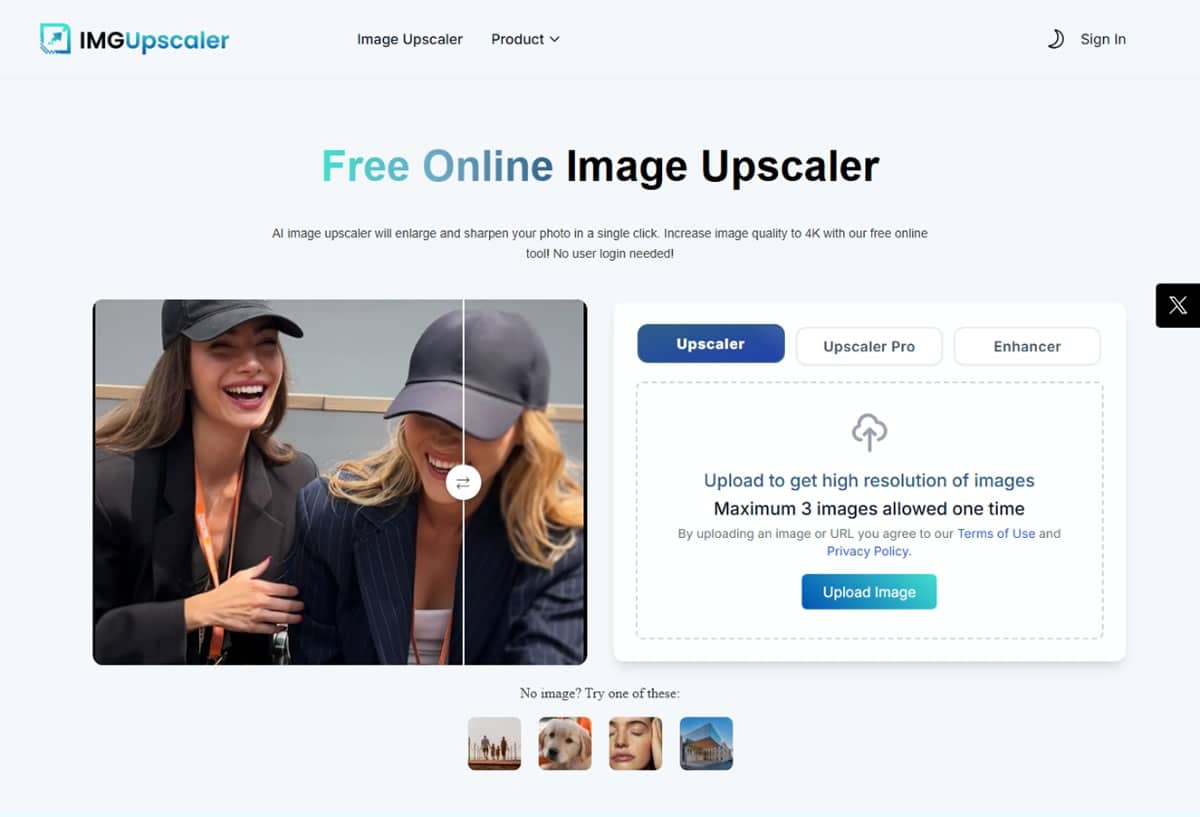 ImgUpscaler 免費AI圖片放大工具，一鍵提升畫質到4K解析度