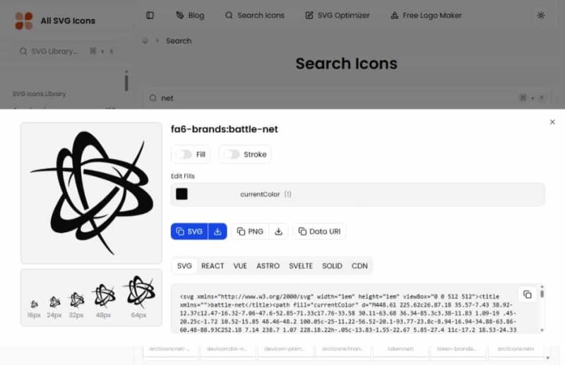 All SVG Icons：一站整合 25 萬＋免費圖示資源，設計師必收藏的圖示搜尋工具