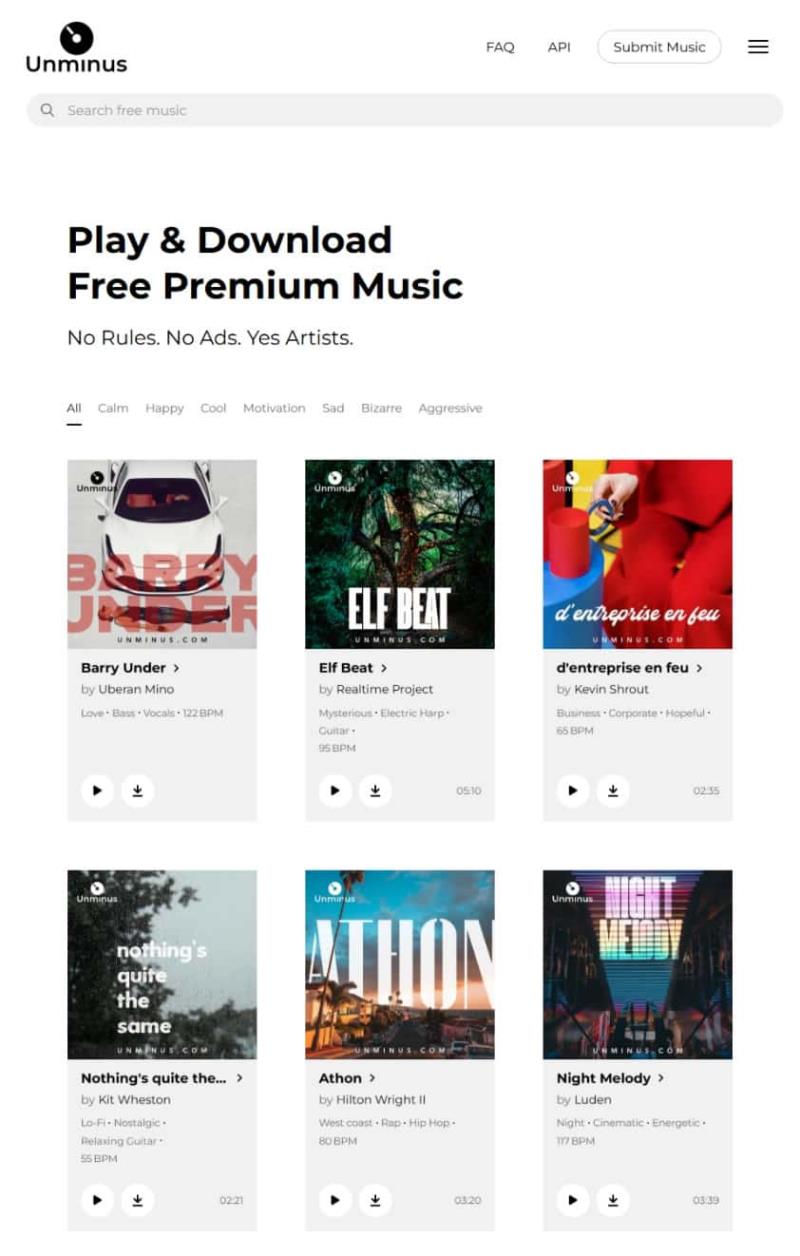 Unminus 免費音樂素材庫：無版權疑慮、零廣告干擾，個人與商業用途皆可