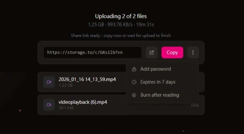 免費免註冊傳 25GB！storage.to 支援自動刪除、密碼保護，傳檔超安心