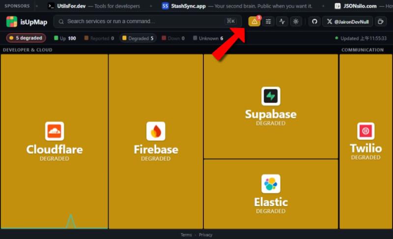 isUpMap 即時熱力圖：秒知 GitHub、FB、IG 等 80多個網路服務的健康狀態
