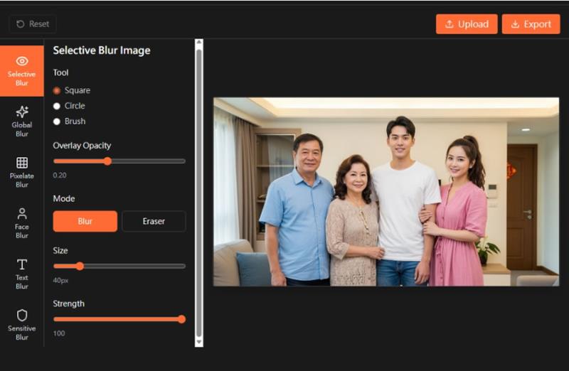 免上傳伺服器的線上圖片模糊工具 blur-image.org：AI 自動偵測臉部、文字、個資一次搞定